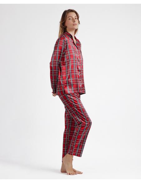 ADMAS CLASSIC Pijama Abierto Manga Larga Scottish Fashion para Mujer