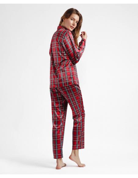 ADMAS CLASSIC Pijama Abierto Manga Larga Scottish Fashion para Mujer