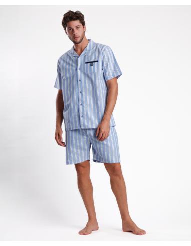 ADMAS CLASSIC Pijama Abierto Manga Corta Stripest para Hombre