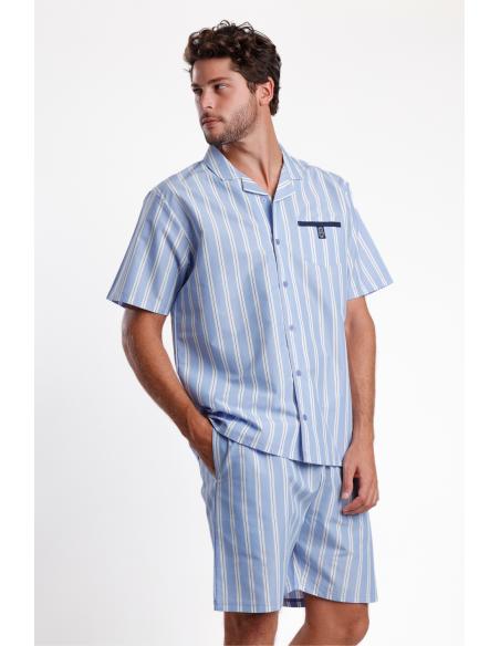 ADMAS CLASSIC Pijama Abierto Manga Corta Stripest para Hombre