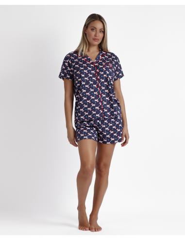 ADMAS Pijama Abierto Manga Corta Lou Lou Love Me para Mujer