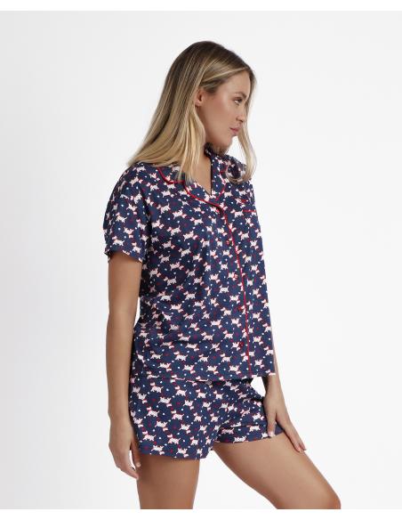 ADMAS Pijama Abierto Manga Corta Lou Lou Love Me para Mujer