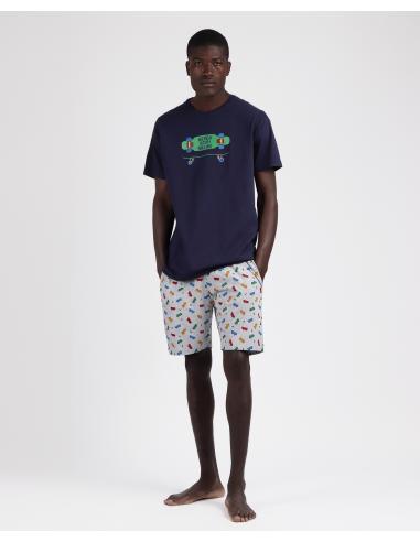 DIVER Pijama Manga Corta Never Stop Rolling para Hombre