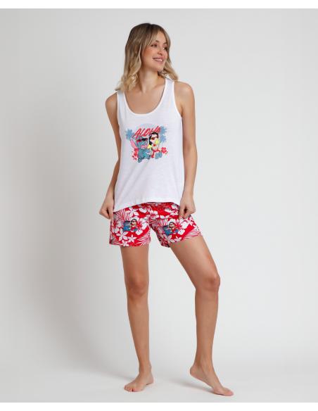 DISNEY Pijama Sin Mangas Lilo & Stitch para Mujer