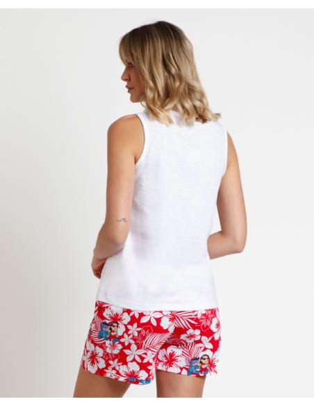 DISNEY Pijama Sin Mangas Lilo & Stitch para Mujer