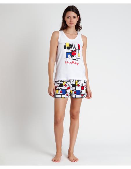 DISNEY Pijama Sin Mangas Mickey Mondrian para Mujer