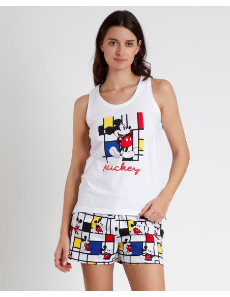 DISNEY Pijama Sin Mangas Mickey Mondrian para Mujer