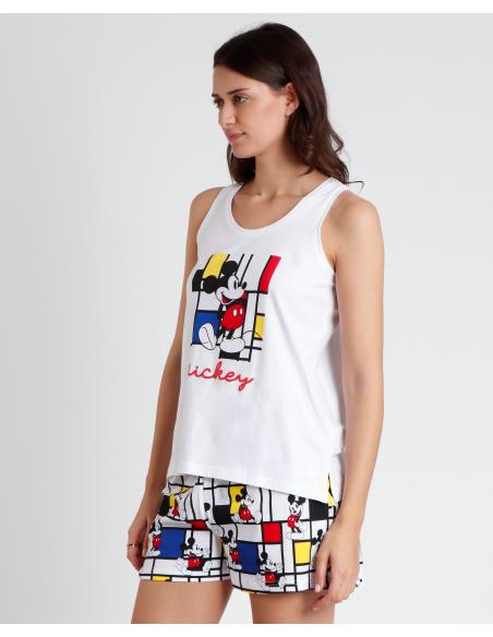 DISNEY Pijama Sin Mangas Mickey Mondrian para Mujer