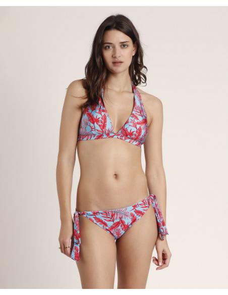 ADMAS Bikini Halter Blue and Red Hawaii para Mujer