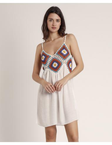 ADMAS Vestido Tirantes Hippy Crochet para Mujer