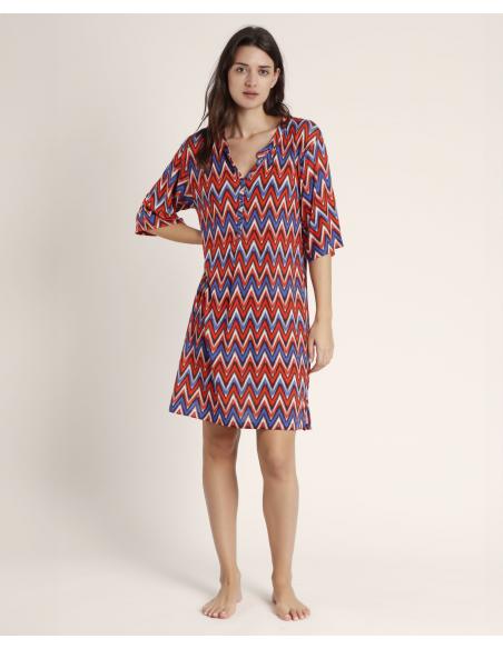 ADMAS Vestido Manga Corta Ethnic Waves para Mujer