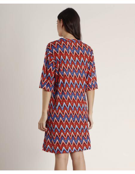 ADMAS Vestido Manga Corta Ethnic Waves para Mujer