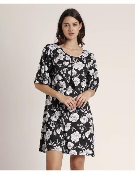 ADMAS Vestido Manga Francesa Beach Flowers para Mujer