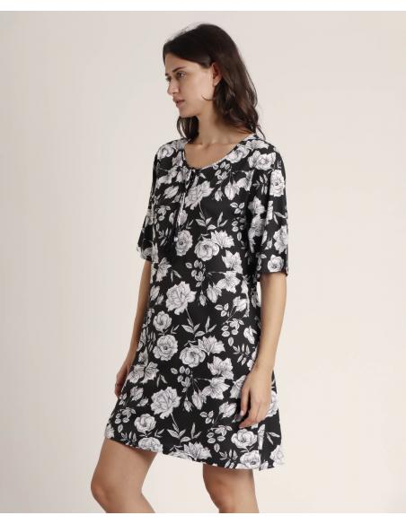 ADMAS Vestido Manga Francesa Beach Flowers para Mujer