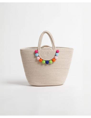 Bolso Playa Pompones para Mujer