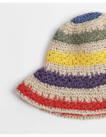 ADMAS Gorro Bucket Trenzado Multicolor para Mujer