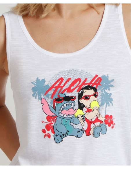 DISNEY Pijama Sin Mangas Lilo & Stitch para Mujer