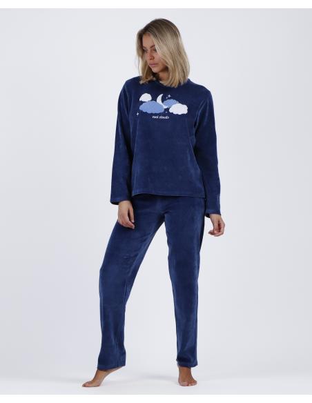 ADMAS Pijama Terciopelo Manga Larga Cloudy Nights para Mujer