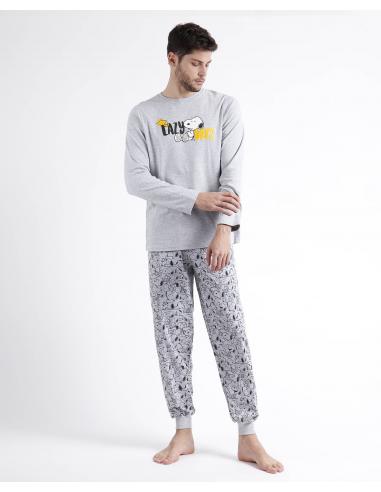 PEANUTS Pijama Manga Larga Smile Giggle Laugh para Hombre