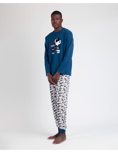 PEANUTS Pijama Manga Larga Snoopy Cool para Hombre