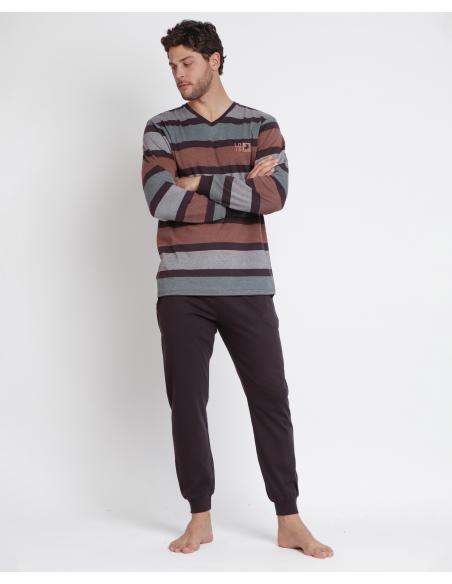 LOIS Pijama Manga Larga Tab Stripes para Hombre