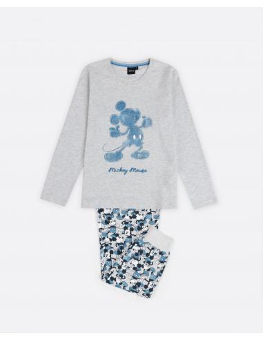 DISNEY Pijama Manga Larga Mickey Jeans para Niño