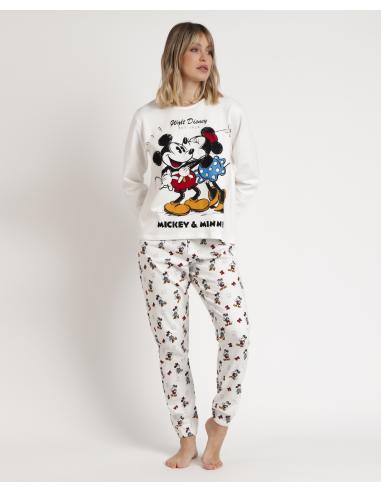 DISNEY Pijama Manga Larga Mickey & Minnie Sketch para Mujer