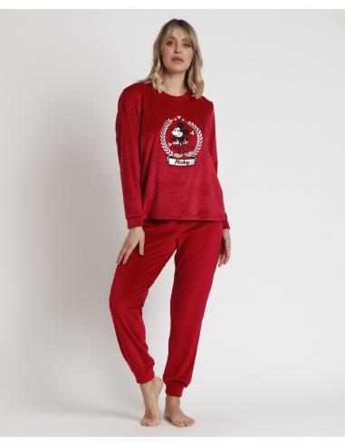 DISNEY Pijama Manga Larga Velvet King Mickey para Mujer