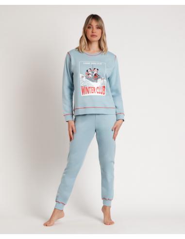 DISNEY Pijama Manga Larga Felpa Winter Club para Mujer