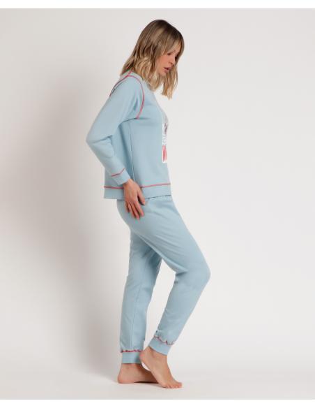 DISNEY Pijama Manga Larga Felpa Winter Club para Mujer