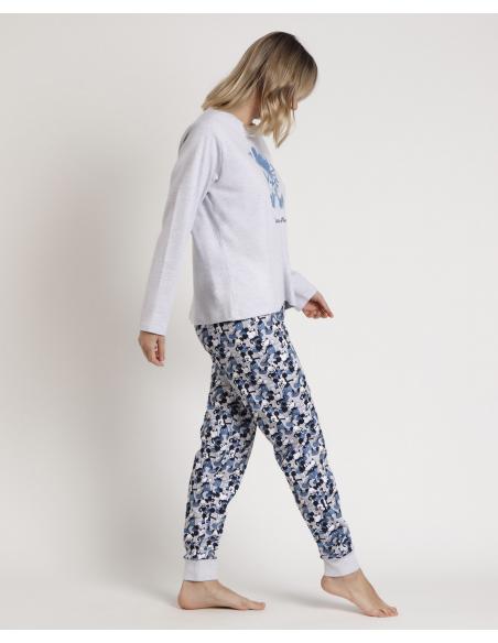 DISNEY Pijama Manga Larga Mickey Jeans para Mujer