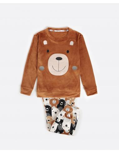 ADMAS Pijama Manga Larga Velvet Family Bear para Niño