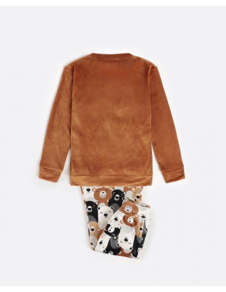 ADMAS Pijama Manga Larga Velvet Family Bear para Niño