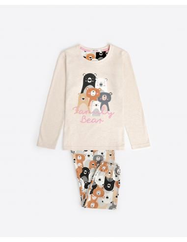 ADMAS Pijama Manga Larga Family Bear para Niña