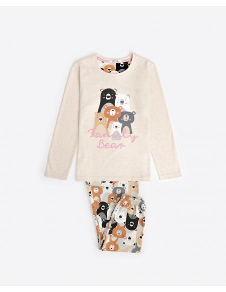 ADMAS Pijama Manga Larga Family Bear para Niña