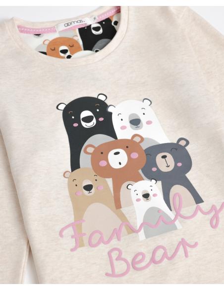 ADMAS Pijama Manga Larga Family Bear para Niña