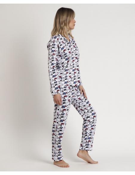 PEANUTS Pijama Abierto Manga Larga Snoopy Cool para Mujer