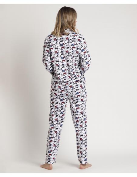 PEANUTS Pijama Abierto Manga Larga Snoopy Cool para Mujer