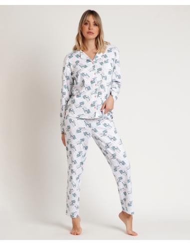 PEANUTS Pijama Abierto Manga Larga Let It Snow para Mujer