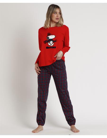 PEANUTS Pijama Manga Larga Cold Snoopy para Mujer