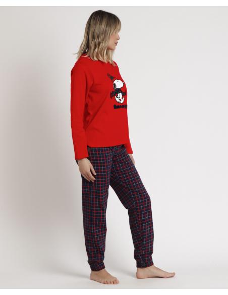 PEANUTS Pijama Manga Larga Cold Snoopy para Mujer