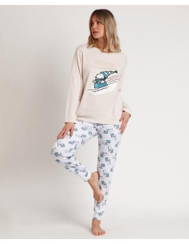 PEANUTS Pijama Manga Larga Let It Snow para Mujer