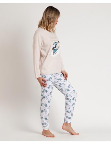 PEANUTS Pijama Manga Larga Let It Snow para Mujer