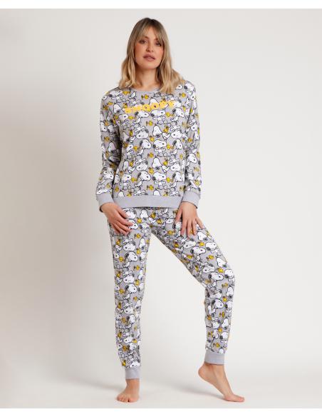 PEANUTS Pijama Manga Larga Estampado Snoopy Funny para Mujer