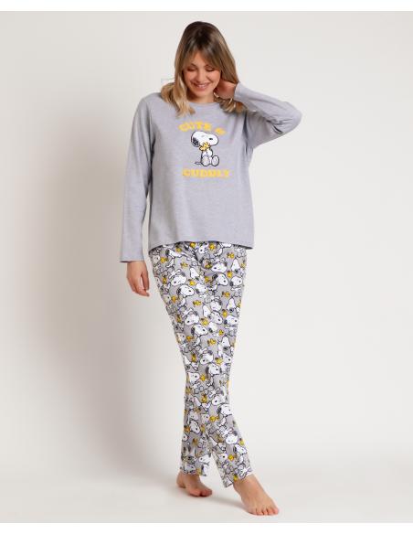 PEANUTS Pijama Manga Larga Snoopy Funny para Mujer