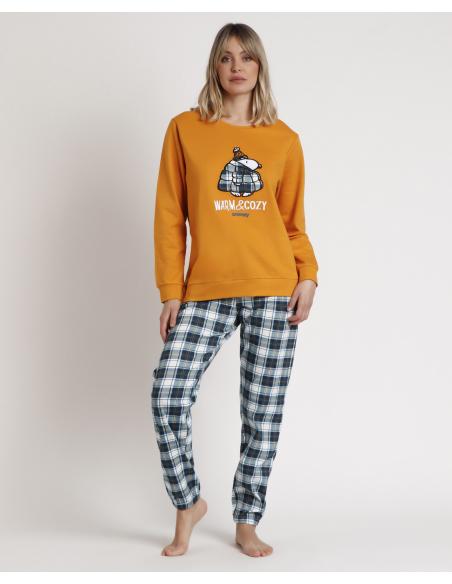 PEANUTS Pijama Manga Larga Warm & Cozy para Mujer