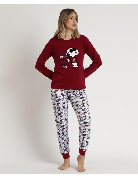 PEANUTS Pijama Manga Larga Snoopy Cool para Mujer