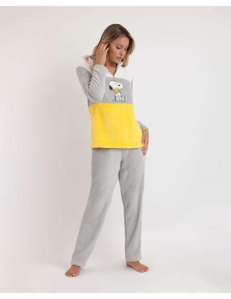 PEANUTS Pijama Manga Larga Calentito Snoopy Funny para Mujer