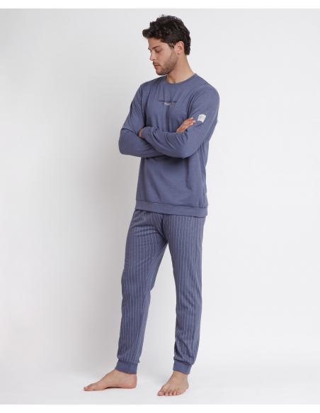 STAY AT HOME Pijama Manga Larga Blue Premium para Hombre