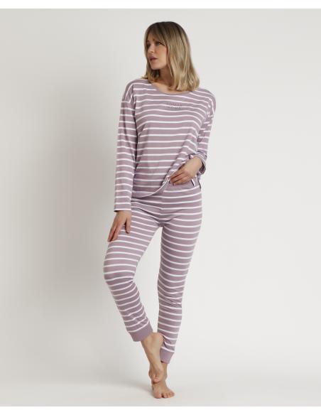 ADMAS HOME Pijama Manga Larga Oversize Stripes Home para Mujer